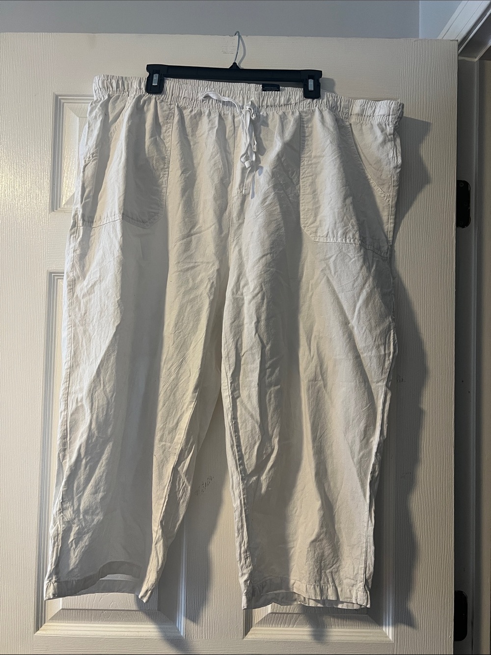 Ladies Lightweight Elastic Waist Drawstring Pants - White